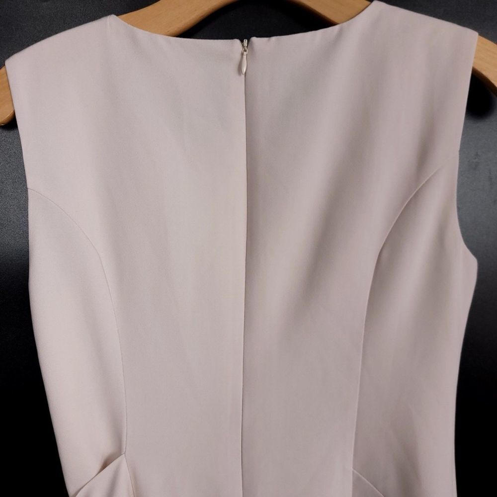 Havva Military Tailored Asymmetric Pleated Sheath Dress Cream Gold Minimal Small — image 6 of 8